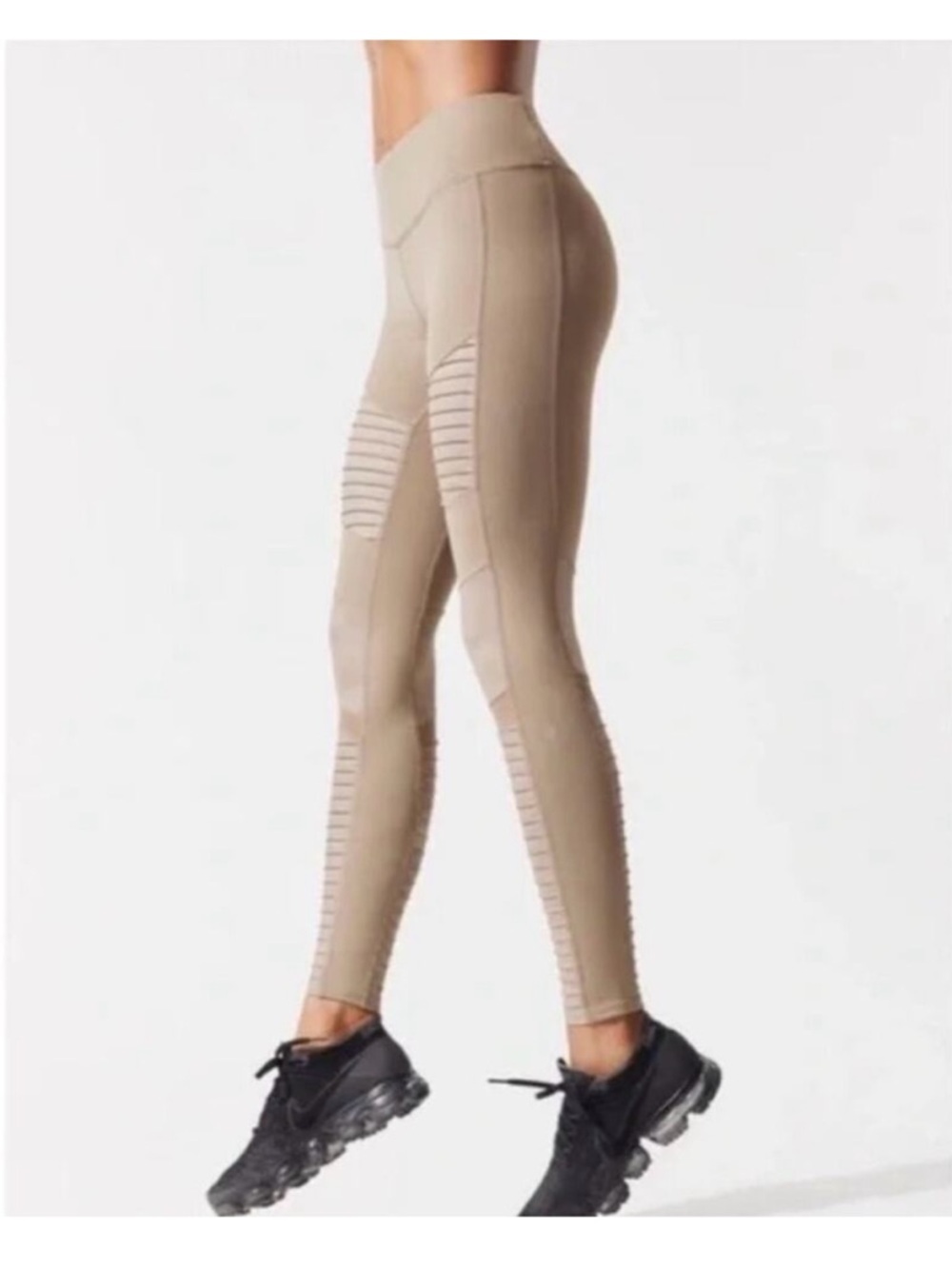 ALO Yoga Sand Gravel Moto Leggings - Neutral Tan - Picture 2 of 12